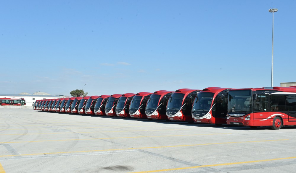 President Aliyev attends opening of Bakubus LLC’s second bus depot