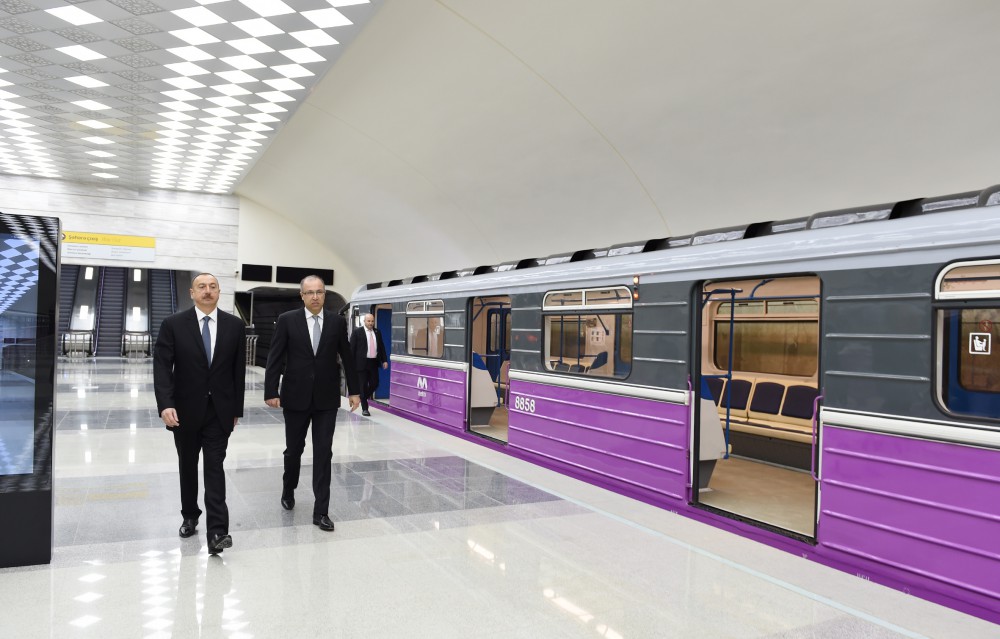 Azerbaijani president attends opening of new metro stations in Baku