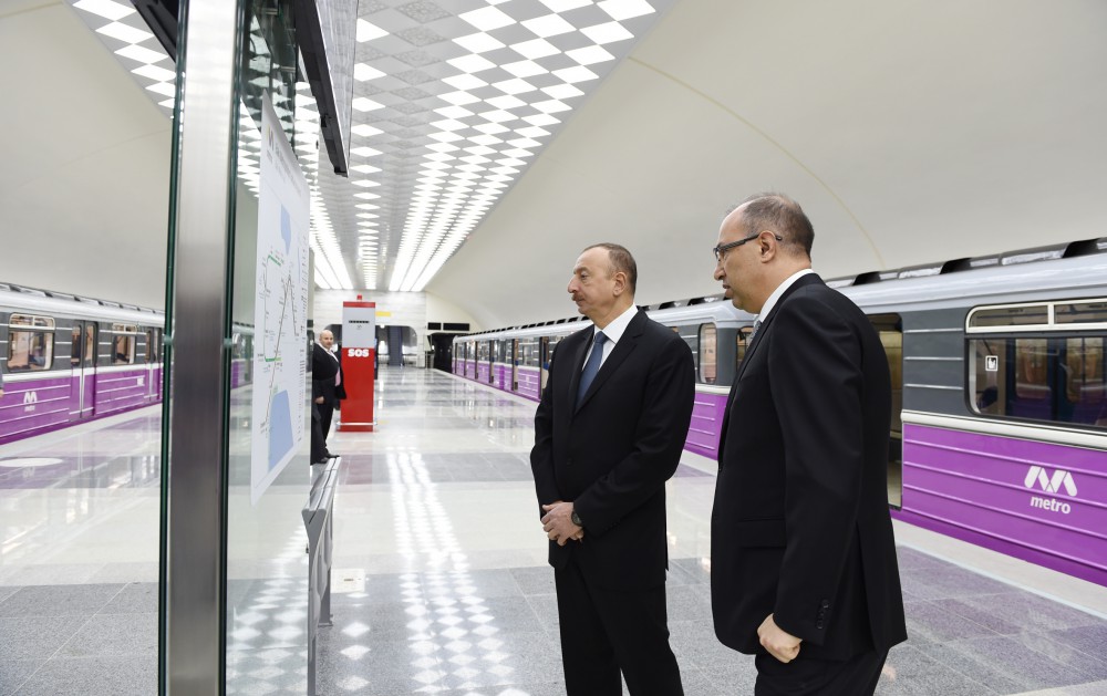Azerbaijani president attends opening of new metro stations in Baku