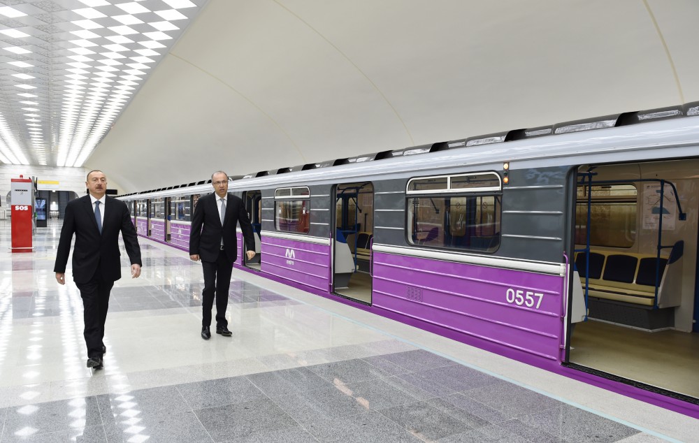 Azerbaijani president attends opening of new metro stations in Baku