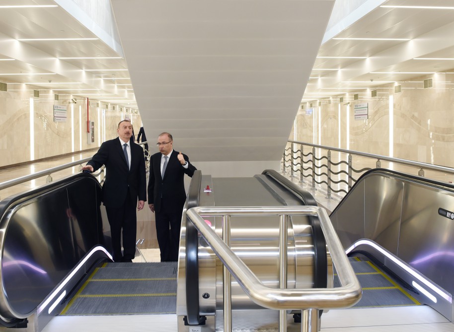 Azerbaijani president attends opening of new metro stations in Baku