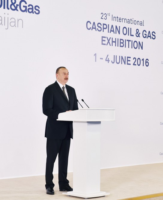 Azerbaijani president attends opening of Caspian Oil & Gas exhibition 2016