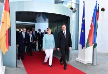 Президент Азербайджана Ильхам Алиев и Канцлер Германии Ангела Меркель выступили на пресс-конференции