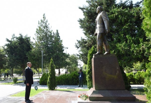 President Aliyev arrives in Azerbaijan’s Gabala district (PHOTO)