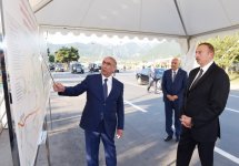 Президент Ильхам Алиев принял участие в открытии автодороги в Исмаиллинском районе