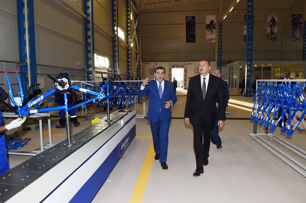President Aliyev attends opening of bicycle factory in Ismayilli