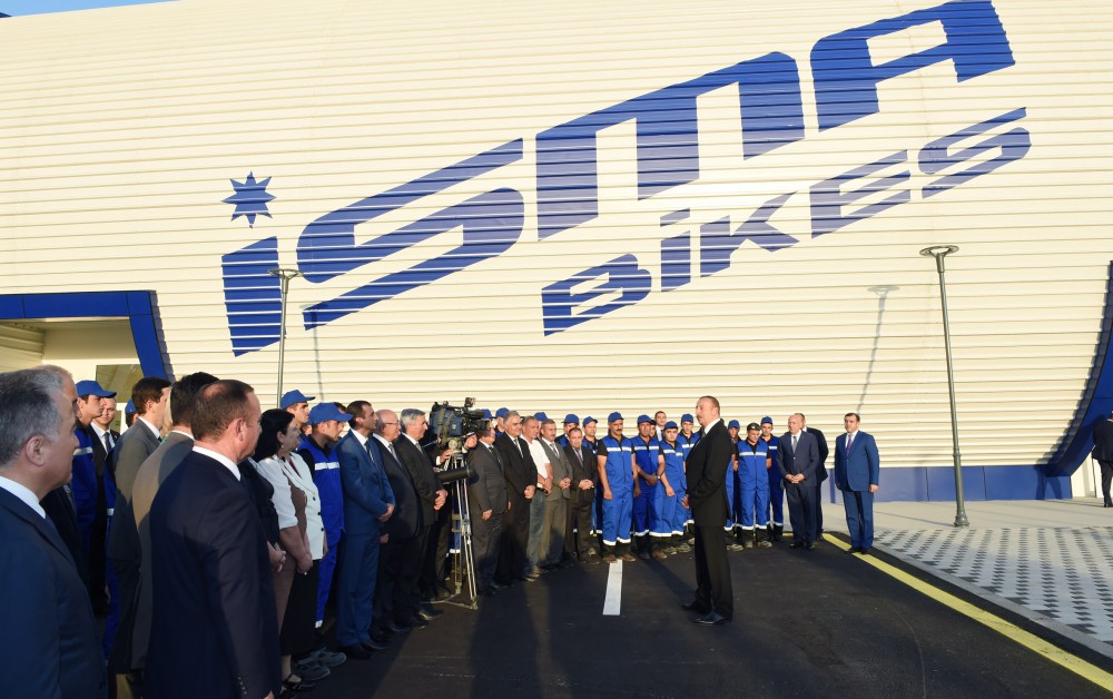 President Aliyev attends opening of bicycle factory in Ismayilli