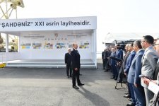 Президент Ильхам Алиев принял участие в церемонии отправки опорного блока платформы в рамках проекта "Шах Дениз-2" (ФОТО)
