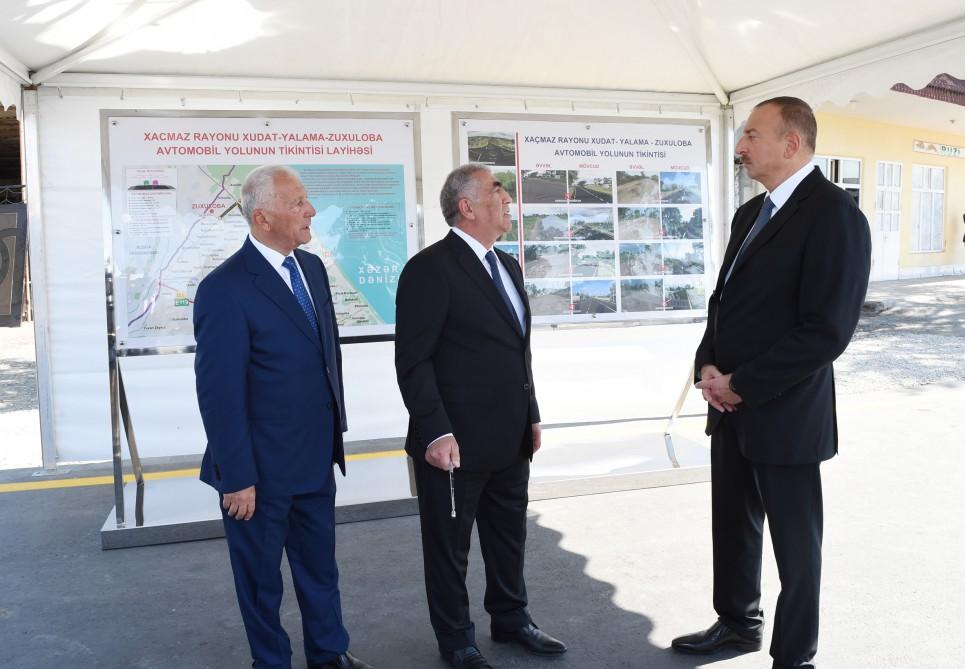 Президент Азербайджана открыл автомобильную дорогу Худат-Ялама-Зухулоба (ФОТО)