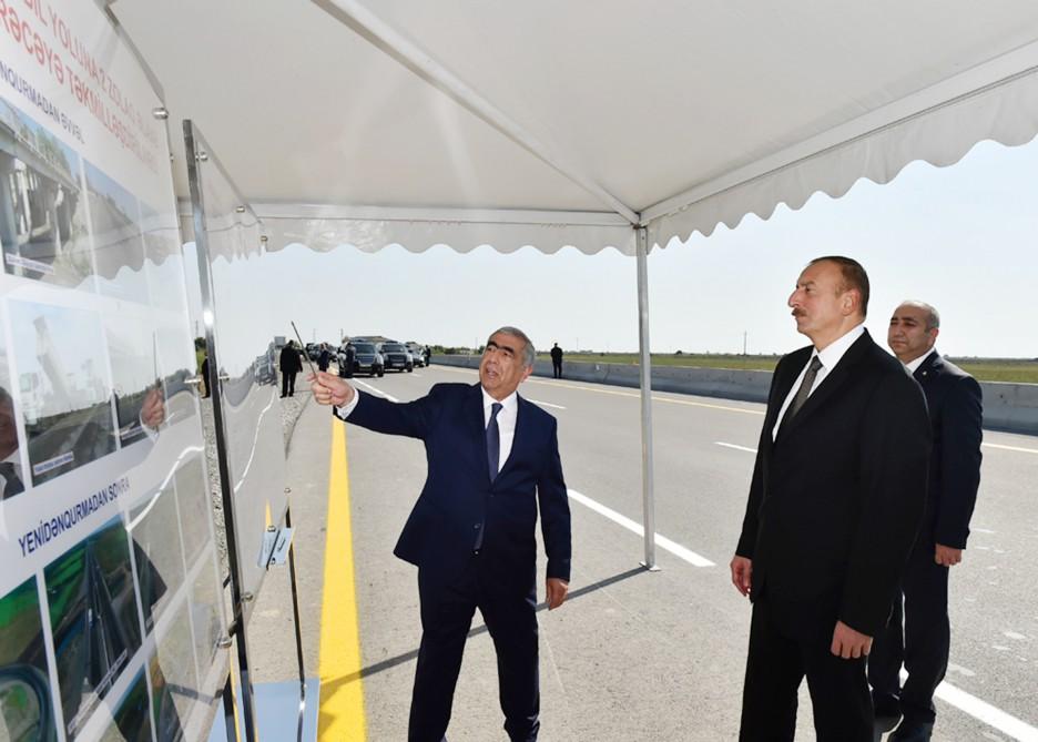 Президент Ильхам Алиев открыл участок автодороги Кюрдамир-Уджар-Евлах-Тертер (ФОТО)