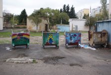 Рисунки на мусорных контейнерах - уличное искусство в Сумгайыте (ФОТО)