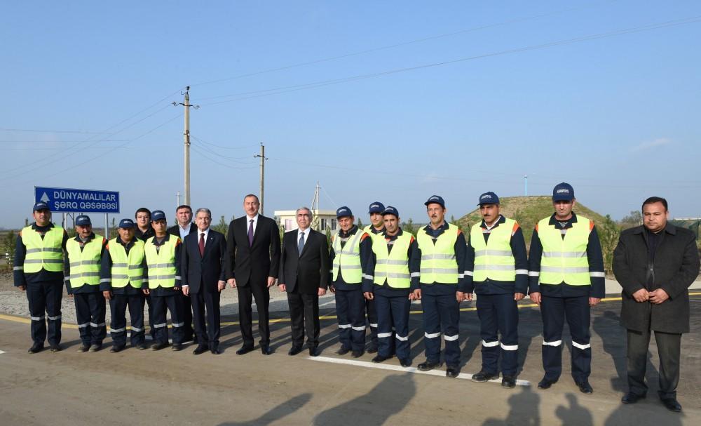 Ilham Aliyev opens newly renovated Birinji Shahsevan-Ahmadli-Dunyamalilar highway in Beylagan