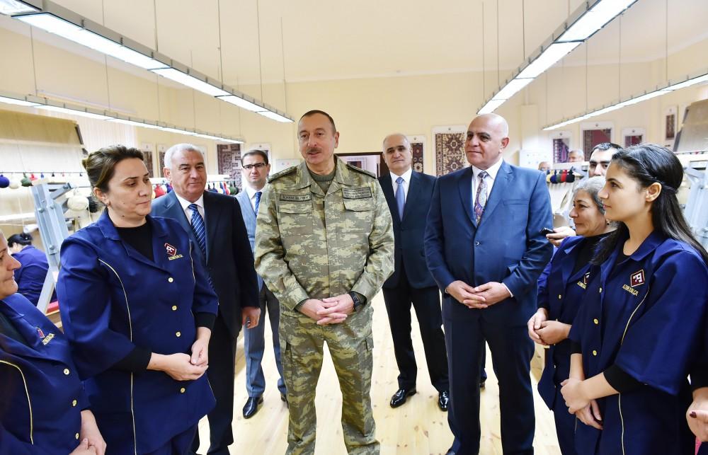 Ilham Aliyev attends opening of Fuzuli carpet factory (PHOTO)