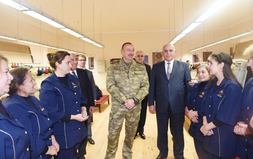 Ilham Aliyev attends opening of Fuzuli carpet factory (PHOTO)