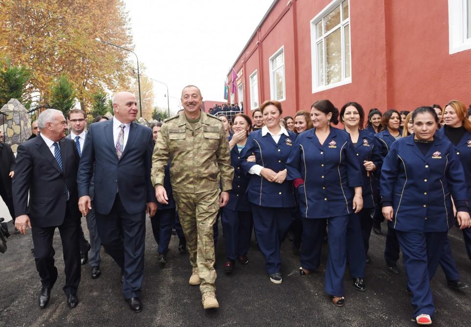 Ilham Aliyev attends opening of Fuzuli carpet factory (PHOTO)