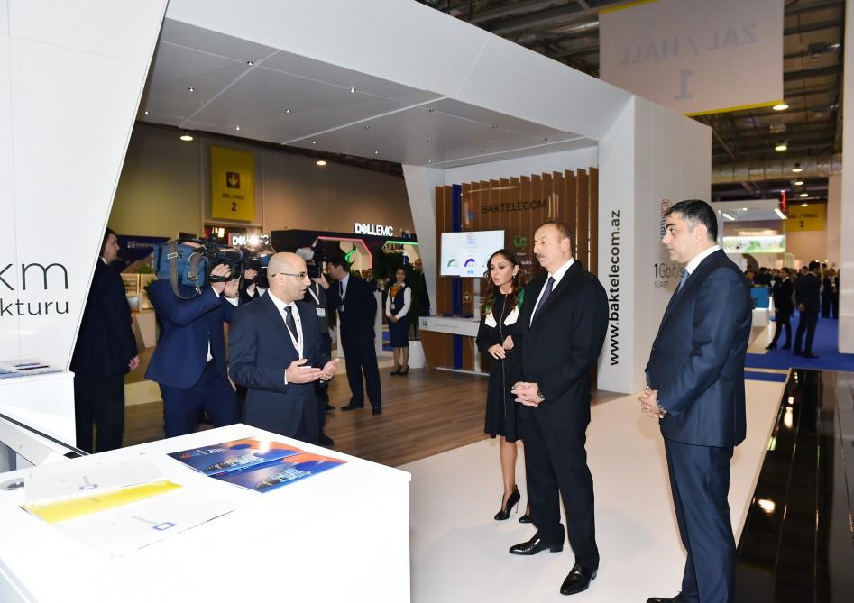 Ilham Aliyev, his spouse view BakuTel 2016 (PHOTO)