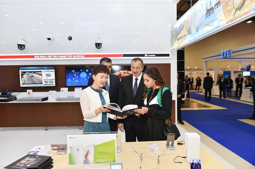 Ilham Aliyev, his spouse view BakuTel 2016 (PHOTO)