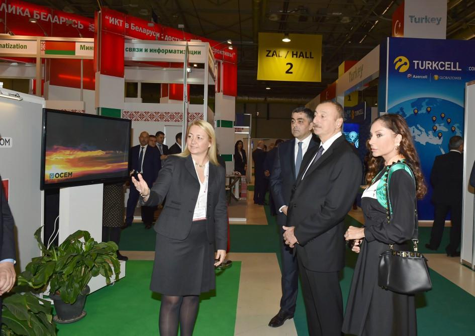 Ilham Aliyev, his spouse view BakuTel 2016 (PHOTO)
