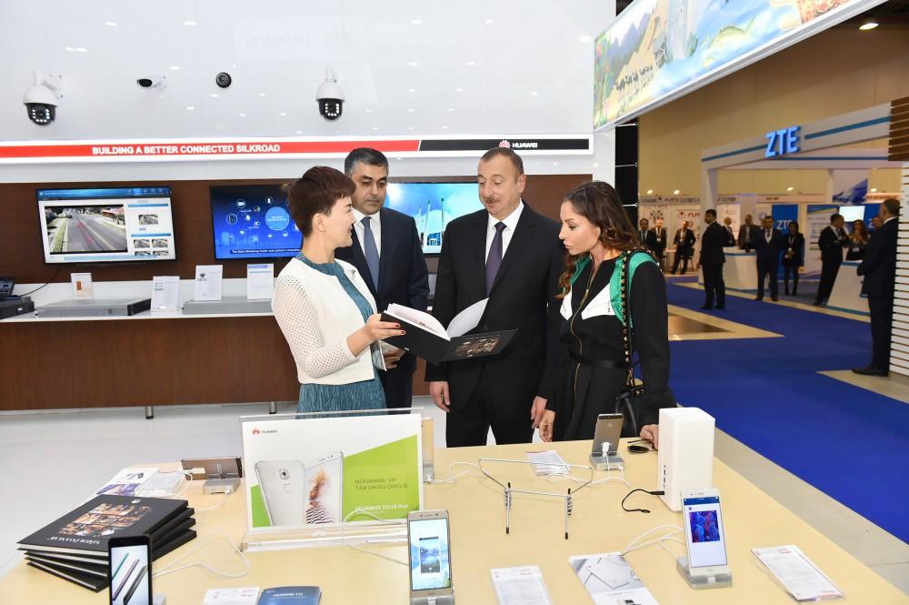 Ilham Aliyev, his spouse view BakuTel 2016 (PHOTO)