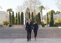 Ilham Aliyev, his spouse arrive in Tartar district (PHOTO)
