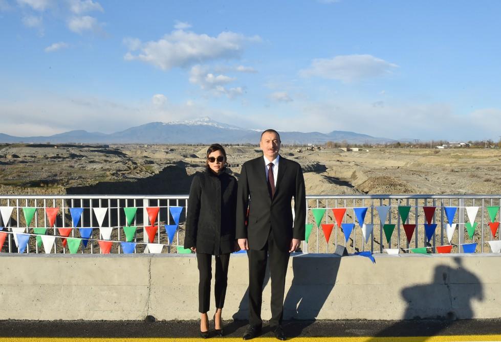 President Aliyev attends opening of new bridge over Tartar River (PHOTO)