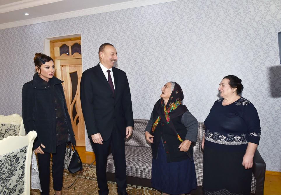 Ilham Aliyev, his spouse view repair on houses damaged by Armenians during April fights in Tartar (PHOTO)