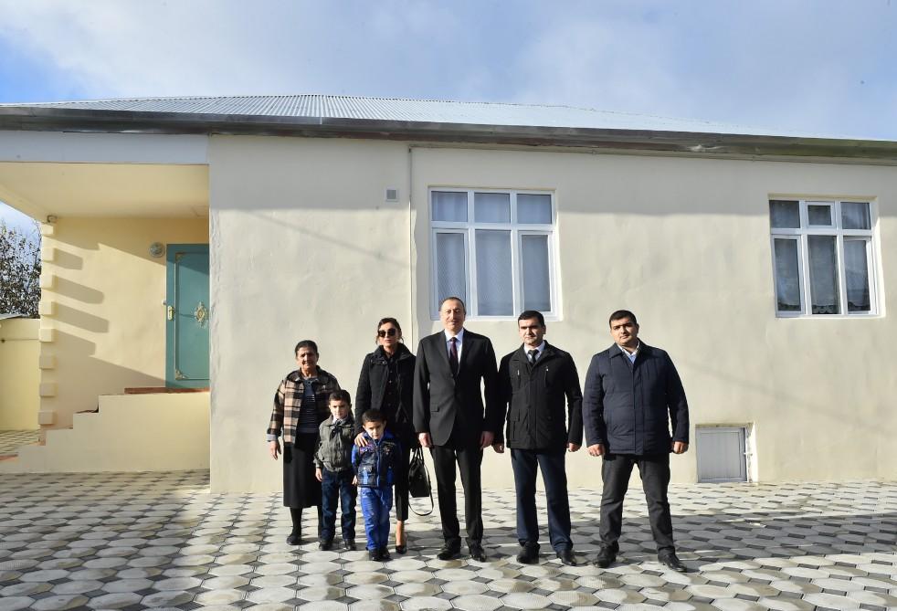 Ilham Aliyev, his spouse view repair on houses damaged by Armenians during April fights in Tartar (PHOTO)