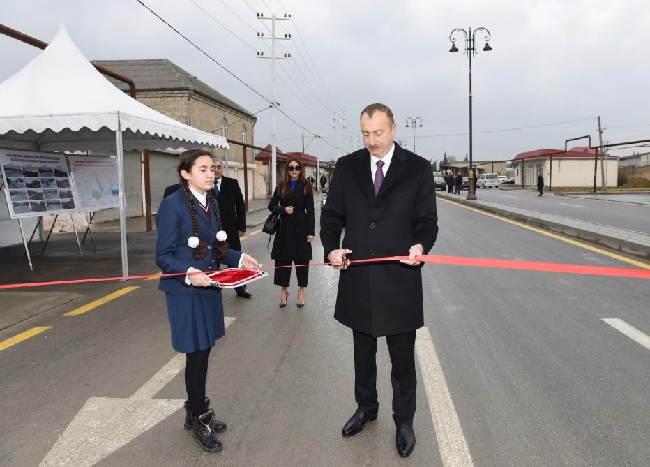 Ilham Aliyev, his spouse view reconstructed street in Bina area (PHOTO)