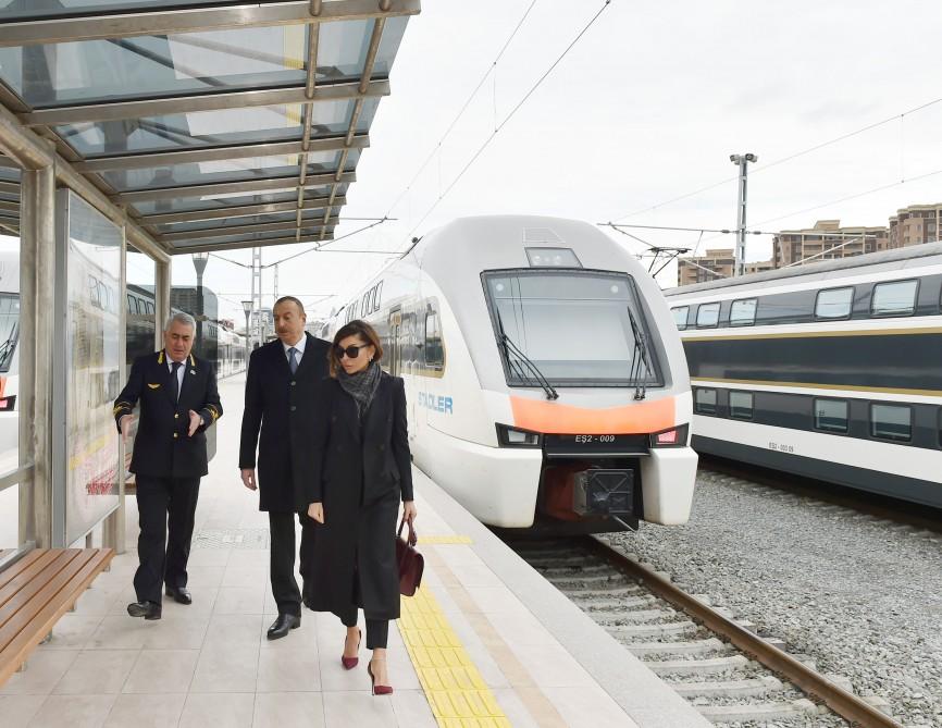Ilham Aliyev, his spouse attend opening of newly renovated Baku Railway Station (PHOTO)