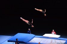 Азербайджанские гимнастки вышли в финал соревнований по синхронным прыжкам на Кубке мира в Баку (ФОТО)