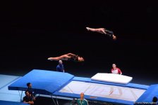 Азербайджанские гимнастки вышли в финал соревнований по синхронным прыжкам на Кубке мира в Баку (ФОТО)