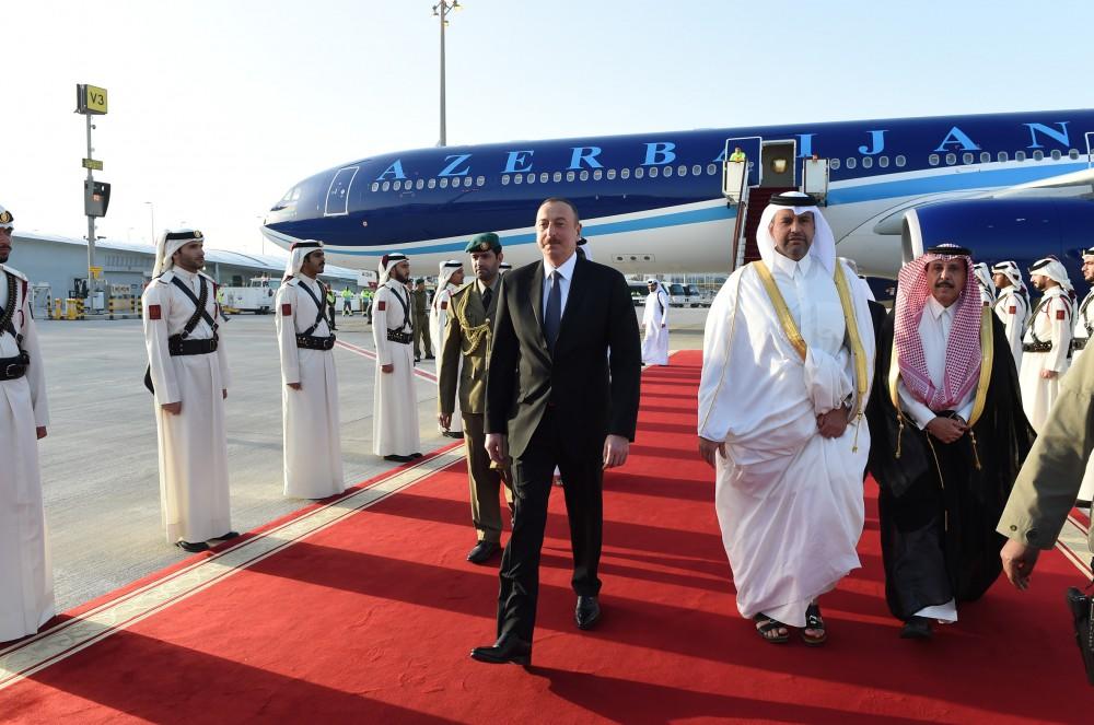 President Ilham Aliyev arrived in Qatar for official visit