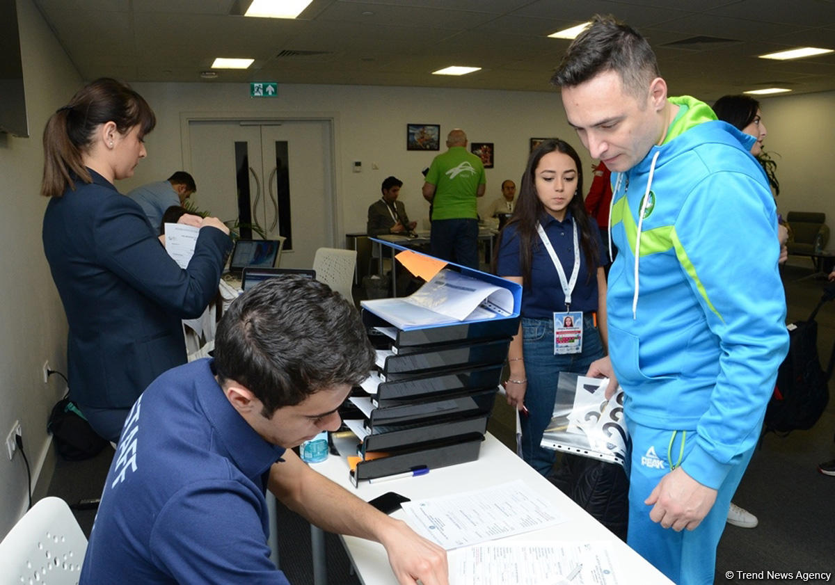 Teams getting accredited for World Cup in artistic gymnastics in Baku (PHOTO)