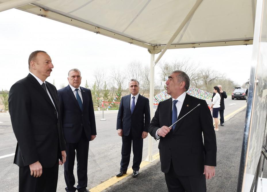Президент Ильхам Алиев принял участие в открытии автодороги в Саатлинском районе (ФОТО)