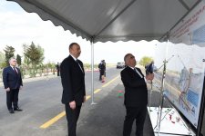President Aliyev attended opening of Mingachevir-Mingachevir station stretch of Mingachevir-Bahramtapa highway (PHOTO)