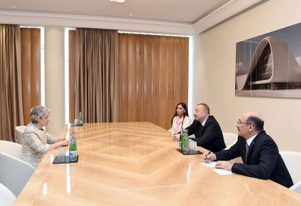 Azerbaijani president, first lady meet UNESCO director general
