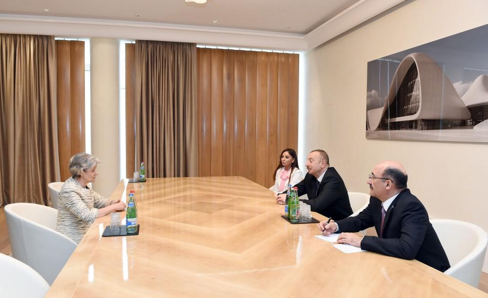 Azerbaijani president, first lady meet UNESCO director general