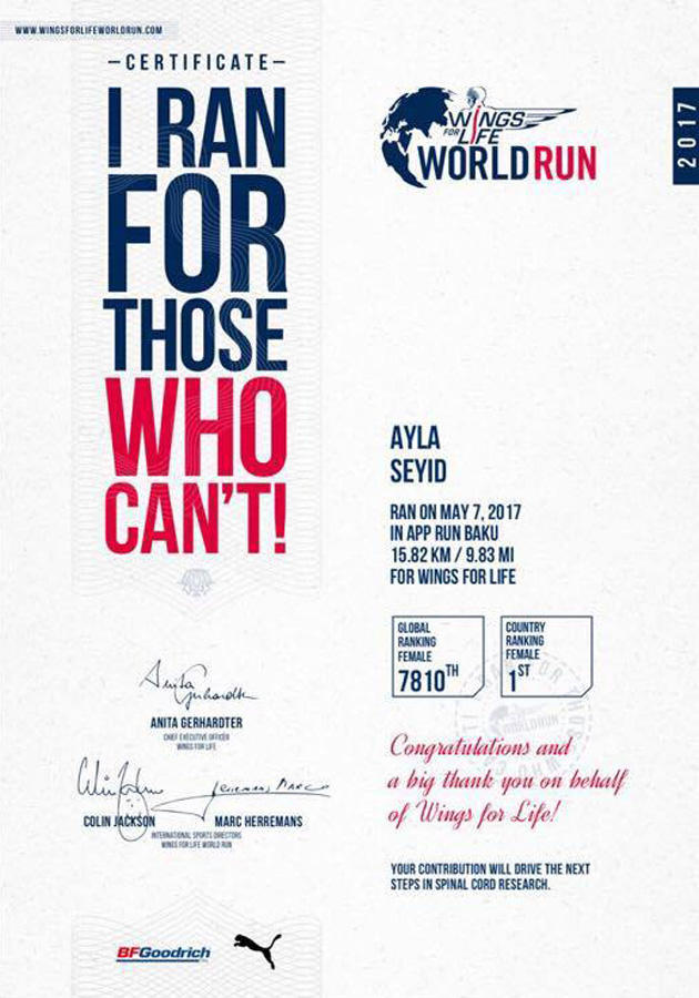 В Баку определились победители забега Wings for Life в формате App Run (ФОТО)