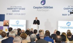 Президент Ильхам Алиев и Первая леди Мехрибан Алиева приняли участие в открытии ХХIV Международной выставки и конференции "Нефть и газ Каспия-2017" (ФОТО)