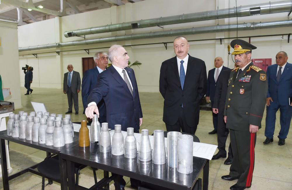 Президент Ильхам Алиев принял участие в открытии завода по производству гранат для противотанковых гранатометов в Ширване (ФОТО)