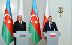 Президенты Азербайджана и Польши выступили с заявлениями для печати (ФОТО)