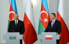 Президенты Азербайджана и Польши выступили с заявлениями для печати (ФОТО)
