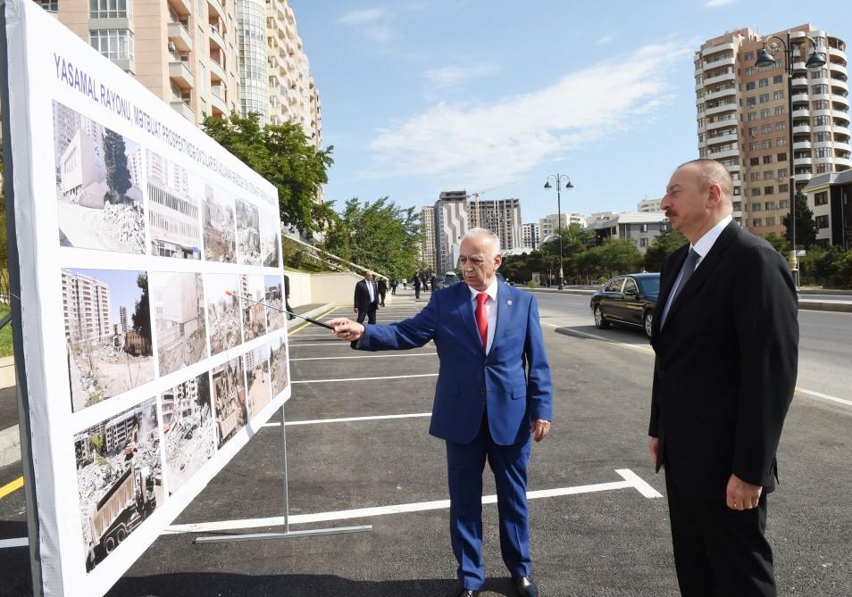 Ilham Aliyev views newly built park in Yasamal district  (PHOTO)