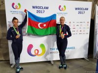 Азербайджанские гимнастки завоевали "серебро" на Всемирных играх в Польше (ФОТО)