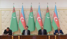 Состоялась церемония подписания азербайджано-туркменских документов (ФОТО)