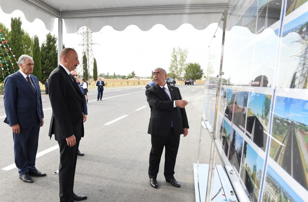 Президент Ильхам Алиев принял участие в открытии автодороги Залзалы - комплекс "Имамзаде" - Гянджа (ФОТО)