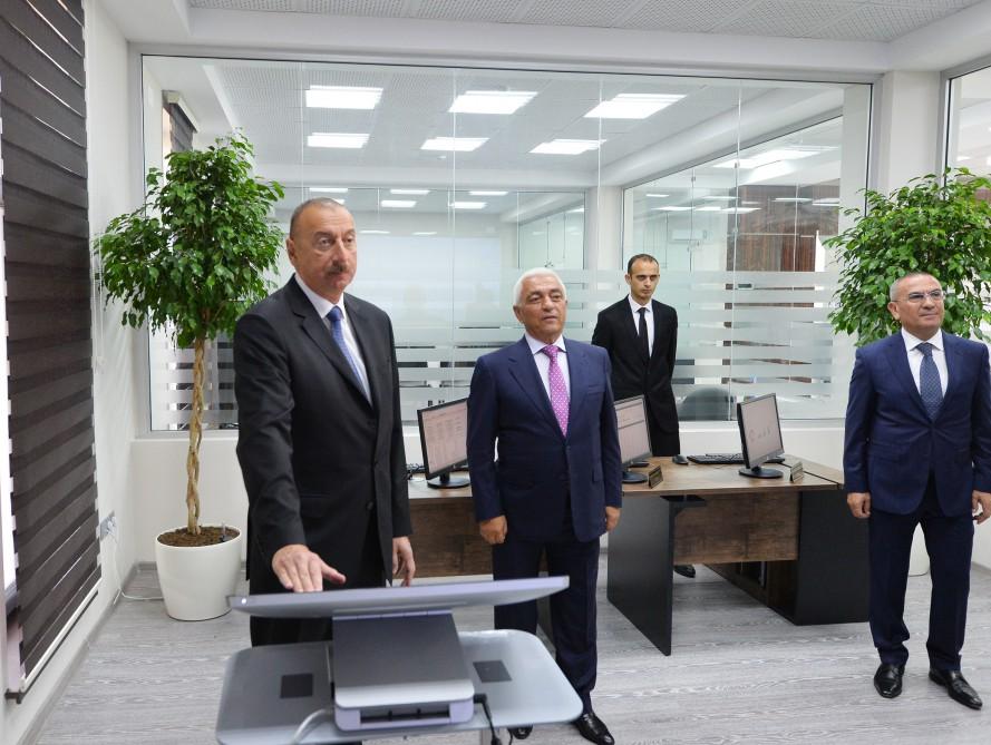 Президент Ильхам Алиев принял участие в открытии шамкирского центра автоматического управления и контроля ОАО «Азеришыг» (ФОТО)