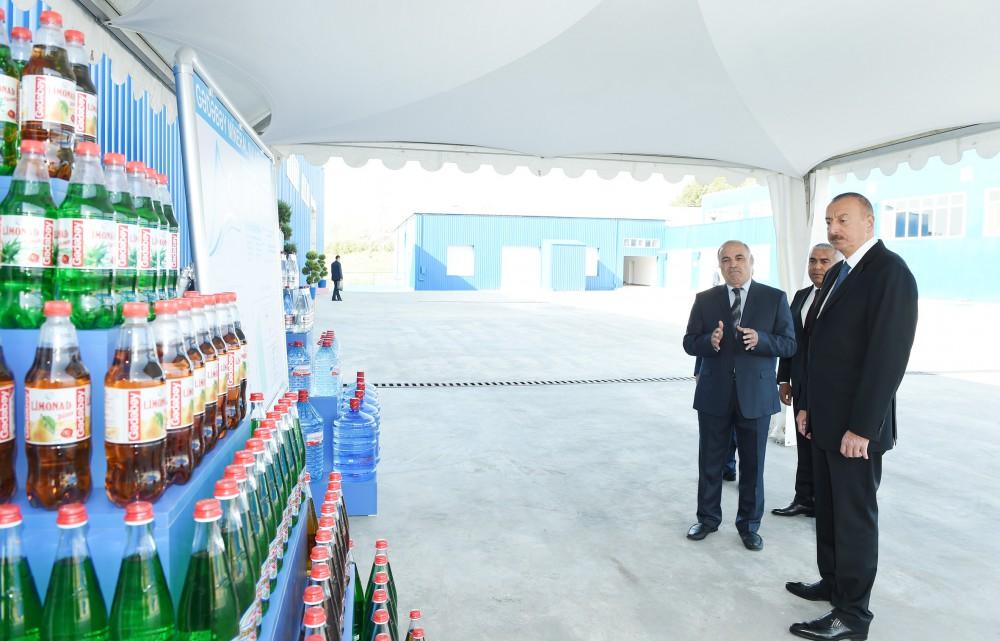 President Ilham Aliyev attends opening of lemonade plant in Gadabay (PHOTO)