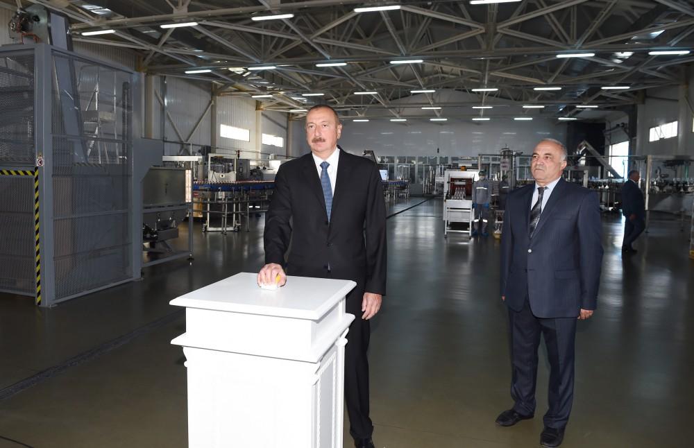 President Ilham Aliyev attends opening of lemonade plant in Gadabay (PHOTO)