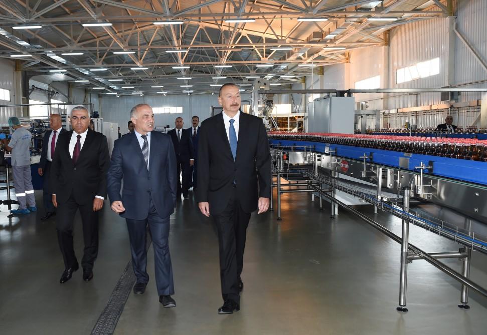 President Ilham Aliyev attends opening of lemonade plant in Gadabay (PHOTO)